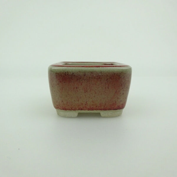 中古 盆栽鉢 青香 豆鉢 長辺 約4.5cm 正方鉢 釉薬  中古鉢 m1202690141