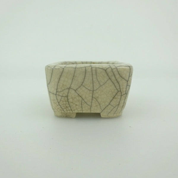 中古 盆栽鉢 青香 豆鉢 長辺 約4.6cm 正方鉢 貫入 釉薬  中古鉢 x1202693456
