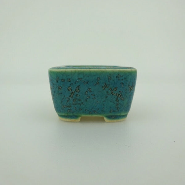 中古 盆栽鉢 青香 豆鉢 長辺 約4.5cm 正方鉢 釉薬  中古鉢 u1202712216