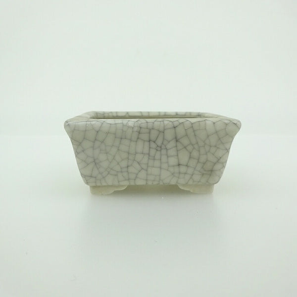 中古 盆栽鉢 青香 小鉢 長辺 約5.9cm 長方鉢 縁付 貫入 釉薬  中古鉢 r1202949011