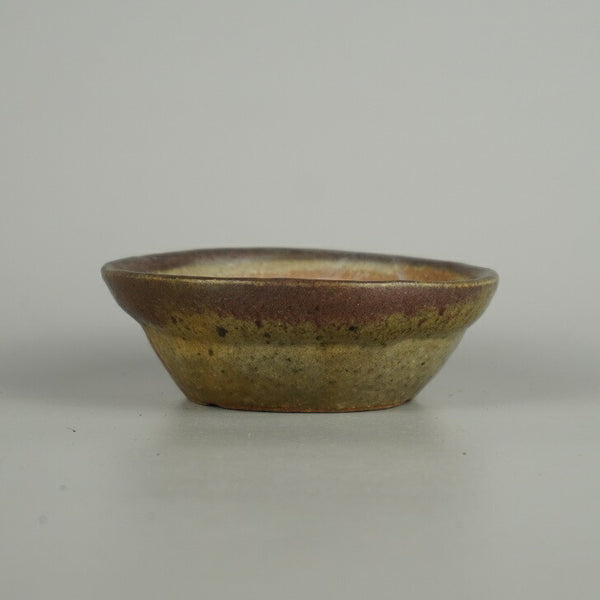 中古盆栽鉢 町直 小型 長辺 約 10.7cm 丸鉢 釉薬  中古鉢 x1203127408