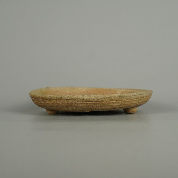 中古盆栽鉢 寿悦 小型 長辺 約 12.3cm 丸鉢 泥物  中古鉢 j1203131926