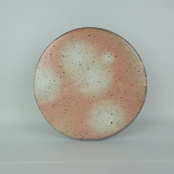 中古  陶板 花台 常滑 黎鳳造 長辺 約20cm 丸型 飾台 置物台 花飾 陶製 盆栽台 鉢皿 釉薬  中古品 r1203116333