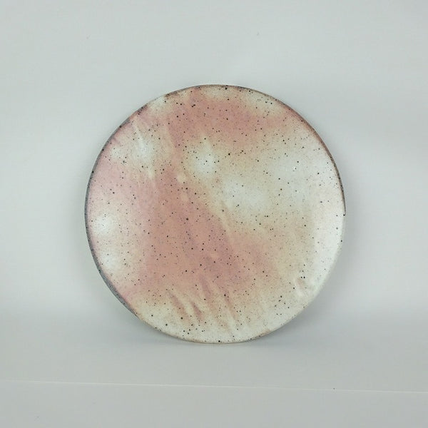 中古  陶板 花台 常滑 黎鳳造 長辺 約26cm 丸型 飾台 置物台 花飾 陶製 盆栽台 鉢皿 釉薬  中古品 r1203123059