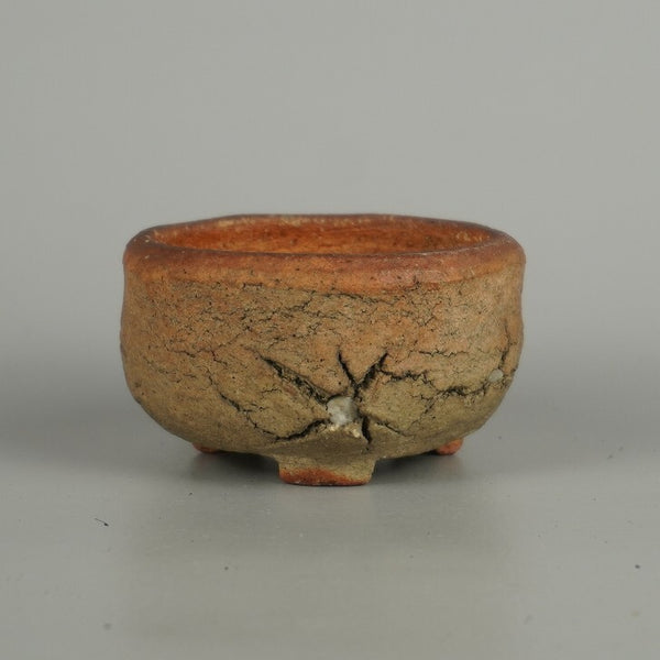 中古盆栽鉢 町直 小鉢 長辺 約 7.8cm 丸鉢 泥物  中古鉢 r1203119624