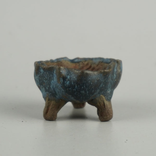 中古 盆栽鉢 落款なし 豆鉢 長辺 約 4.3cm 変形 丸鉢 釉薬 ミニ鉢 鑑賞 観賞用  中古鉢 e1203429599