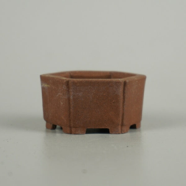 中古 盆栽鉢 福 豆鉢 長辺 約 4.5cm 六角鉢 泥物 ミニ鉢 鑑賞 観賞用  中古鉢 t1203433103