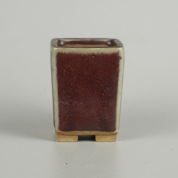 中古 盆栽鉢 丸藤 豆鉢 高さ 約 4.8cm 正方鉢 釉薬 ミニ鉢 鑑賞 観賞用  中古鉢 u1203451215