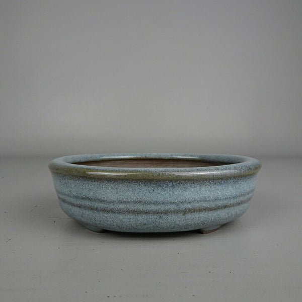 盆栽鉢 遊見 小型 長辺 約 11.9cm 楕円鉢 釉薬  新品 r1203444387