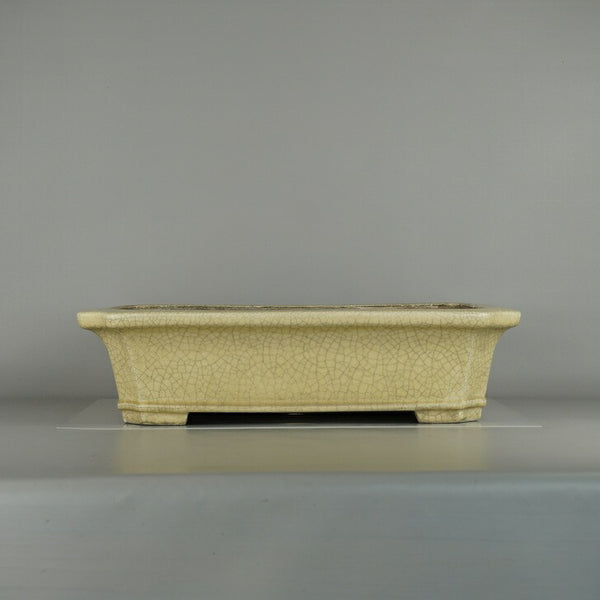 中古 盆栽鉢 真山作 寺畑 大型 長辺 約 52cm 長方鉢 外縁 隅切 下帯 貫入 釉薬  中古鉢 o1203474304