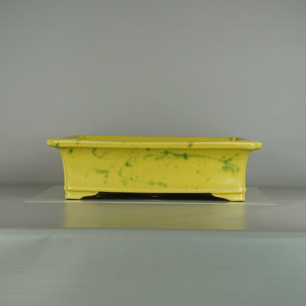 盆栽鉢 真山造 寺畑陶園 大型 長辺 約 48.2cm 長方鉢 外縁 隅入 下帯 貫入釉薬 p1203460038