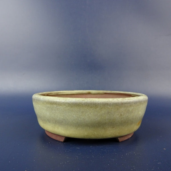 中古 盆栽鉢 青風 小鉢 長辺 約 8.6cm 丸鉢 釉薬  中古鉢 f1203452431