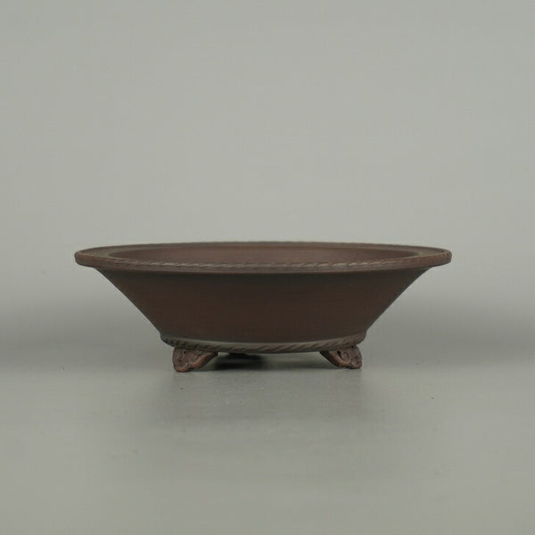 盆栽鉢 常滑 美芸 小型 長辺 約 15.8cm 丸鉢 雲足 下帯 泥物 x1203458052