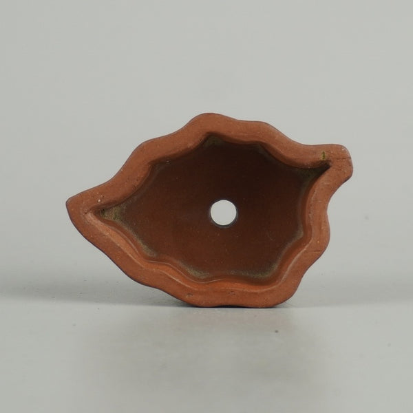 中古盆栽鉢 福 小鉢 長辺 約 5.7cm 葉型鉢 泥物  中古鉢 t1203457550