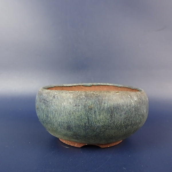 中古 盆栽鉢 青風 小鉢 長辺 約 8cm 丸鉢 釉薬  中古鉢 r1203448671