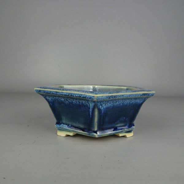 盆栽鉢 桂雲 福田桂雲 小型 長辺 約 14cm 六角鉢 外縁 釉薬  新品 o1203468289