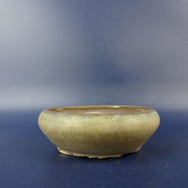 中古 盆栽鉢 青風 小鉢 長辺 約 8.8cm 丸鉢 釉薬  中古鉢 v1203485265