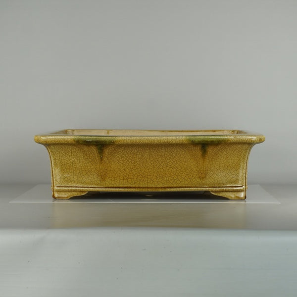 盆栽鉢 真山造 寺畑陶園 大型 長辺 約 48cm 長方鉢 外縁 隅入 下帯 貫入 釉薬 d1203463493