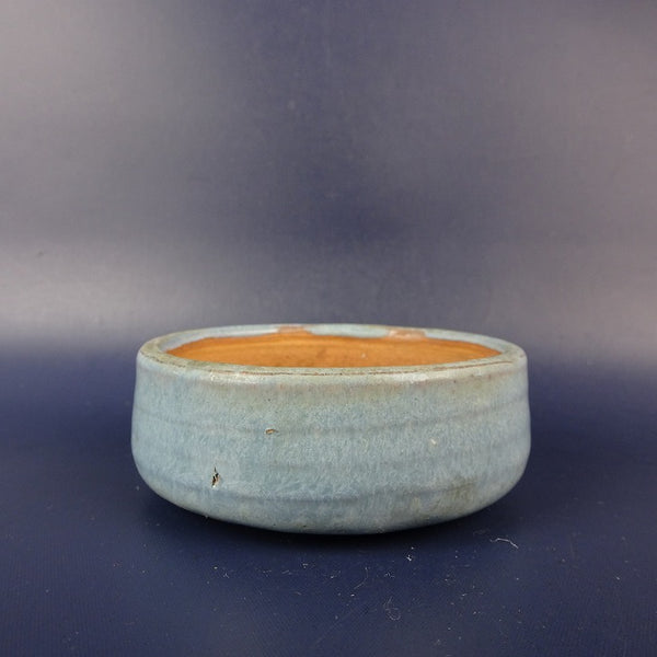 中古 盆栽鉢 青風 小鉢 長辺 約 7.8cm 丸鉢 釉薬  中古鉢 e1203458614