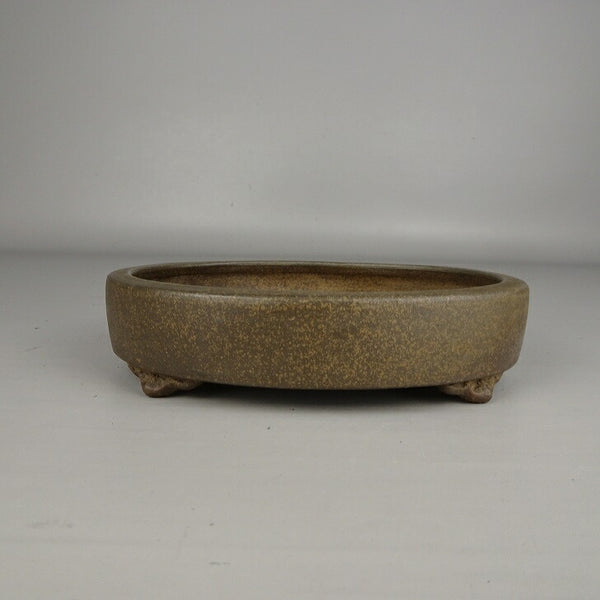 中古盆栽鉢 光峰 小型 長辺 約 16cm 楕円鉢 雲足 泥物  中古鉢 n1205005839