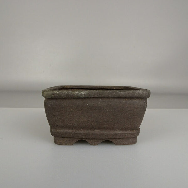 中古盆栽鉢 神戸 修 小鉢 長辺 約 7.3cm 正方鉢 縁付 下帯 泥鉢  中古鉢 c1205008537