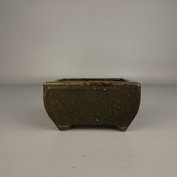 中古盆栽鉢 暁雲 小鉢 長辺 約 9.7cm 長方鉢 釉薬  中古鉢 w1205008775
