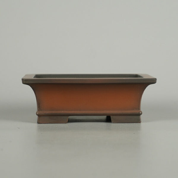 中古盆栽鉢 常滑 峰輝堂 小型 長辺 約 11.5cm 長方鉢 外縁 下帯 泥物  中古鉢 j1206097994