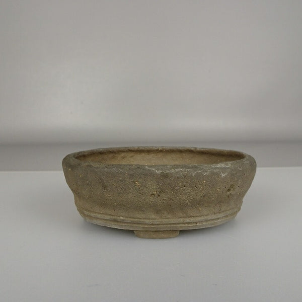 中古盆栽鉢 神戸 小型 長辺 約 10.3cm 楕円鉢 下帯 泥鉢  中古鉢 t1206085693