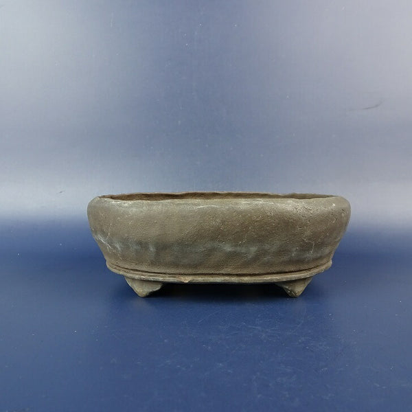 中古盆栽鉢 神戸 小型 長辺 約 12cm 楕円鉢 下帯 泥鉢  中古鉢 c1206093924