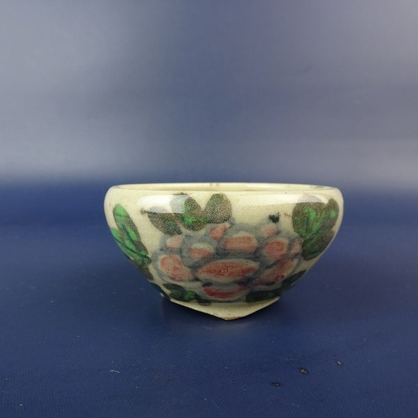 盆栽鉢 是好 矩 小鉢 長辺 約 6.4cm 丸鉢 色絵 花 鑑賞 観賞用 b1206104908