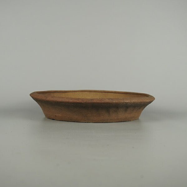 中古盆栽鉢 青香 中型 長辺 約 27cm 丸鉢 泥物  中古鉢 b1206101224