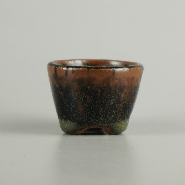 中古 盆栽鉢 松山 豆鉢 長辺 約 4.3cm 丸鉢 釉薬 ミニ鉢 鑑賞 観賞用  中古鉢 1206079484