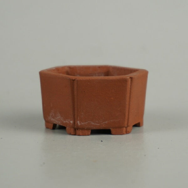 中古盆栽鉢 福 豆鉢 長辺 約 4.5cm 八角鉢 泥物 ミニ鉢 鑑賞 観賞用  中古鉢 x1206090334