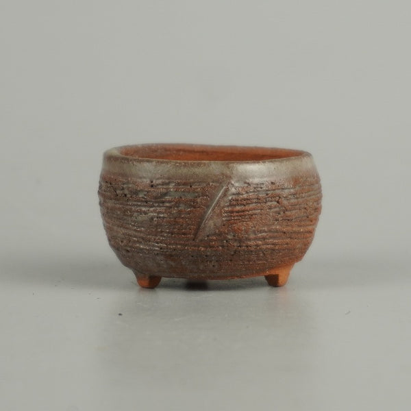 中古 盆栽鉢 弘法 豆鉢 長辺 約 4cm 丸鉢 釉薬 ミニ鉢 鑑賞 観賞用  中古鉢 1206080923