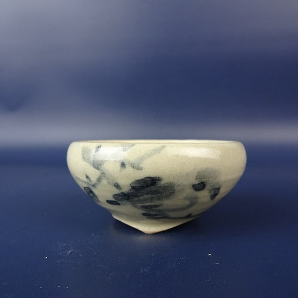 盆栽鉢 是好 矩 小鉢 長辺 約 6.3cm 丸鉢 色絵 雀 スズメ 柿 文字 鑑賞 観賞用  新品 r1206089560