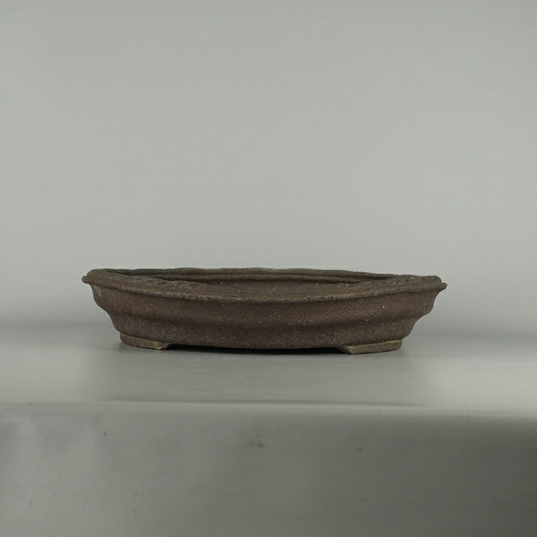 中古盆栽鉢 常滑 竜岳 中型 長辺 約 37.5cm 丸鉢 泥物  中古鉢 p1206104554