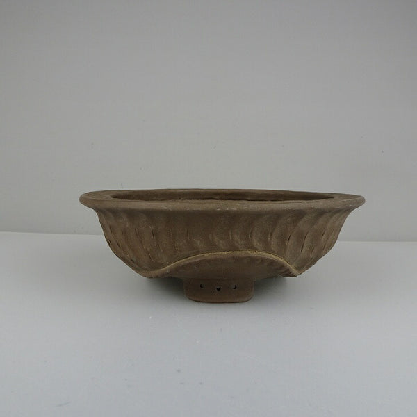 中古盆栽鉢 神戸 小型 長辺 約 15cm 丸鉢 泥鉢  中古鉢 q1207280649