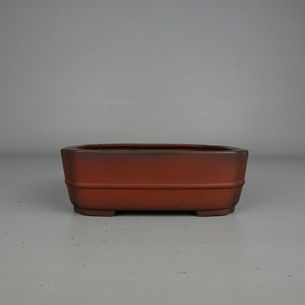 中古盆栽鉢 常滑 美芸 小型 長辺 約 13cm 長方鉢 隅入 中帯 泥鉢  中古鉢 b1207553464