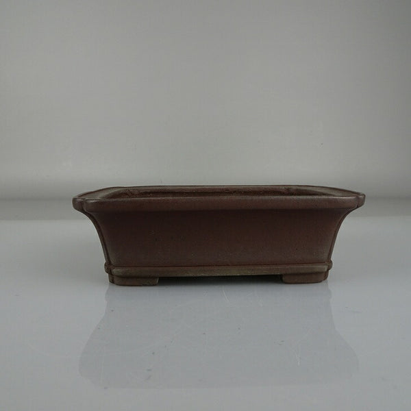 中古盆栽鉢 常滑 山秋造 小型 長辺 約 15.1cm 長方鉢 隅入 下帯 泥鉢  中古鉢 v1208311148