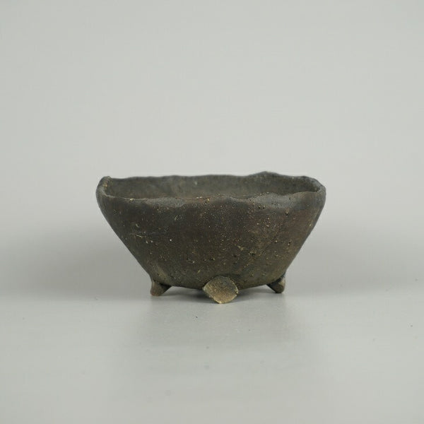 中古盆栽鉢 竹鳳 小型 長辺 約 11.9cm 丸鉢 泥物  中古鉢 s1209286597