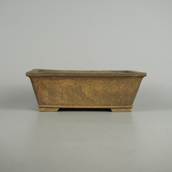 中古盆栽鉢 景仙 小型 長辺 約 19.3cm 長方鉢 外縁 下帯 泥物  中古鉢 k1209285296