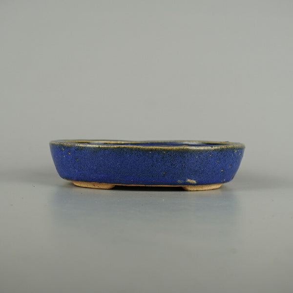 中古盆栽鉢 落款なし 小型 長辺 約 16.5cm 楕円鉢 釉薬 広東鉢  中古鉢 q1209398302