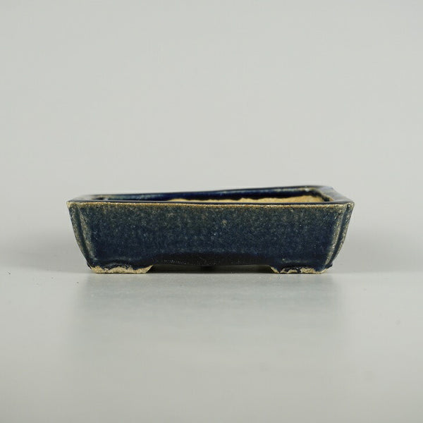 中古盆栽鉢 落款なし 小型 長辺 約 15.4cm 長方鉢 隅入 釉薬 広東鉢  中古鉢 f1209396718