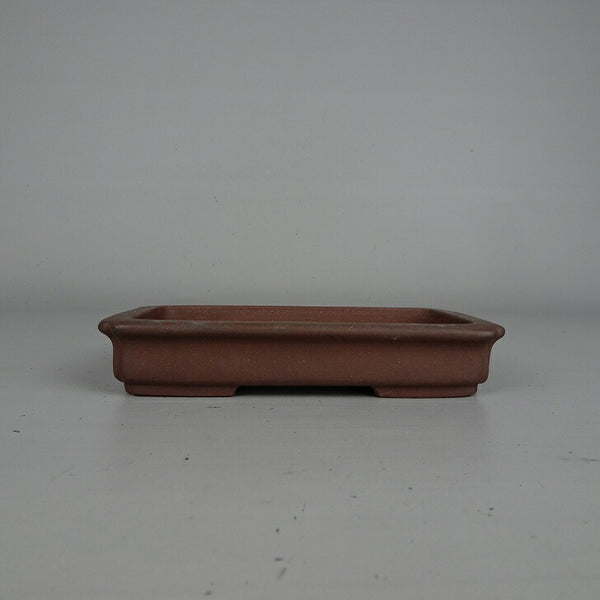 中古盆栽鉢 中国宜興 小型 長辺 約 14.8cm 長方鉢 外縁 隅入 泥物  中古鉢 v1209419331