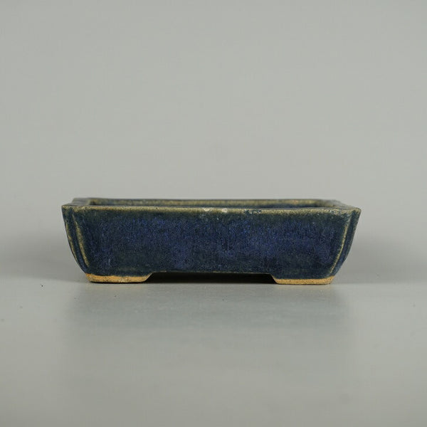 中古盆栽鉢 落款なし 小型 長辺 約 15.6cm 長方鉢 隅入 釉薬 広東鉢  中古鉢 b1209401623