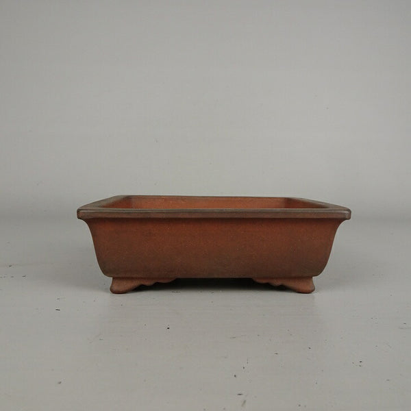 中古盆栽鉢 落款なし 小型 長辺 約 13.6cm 長方鉢 外縁 泥鉢 中国鉢  中古鉢 j1209401167