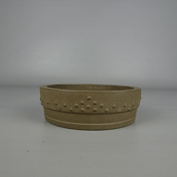 中古盆栽鉢 桐蔭軒造 小型 長辺 約 12.3cm 丸鉢 鋲打 泥鉢 中国鉢  中古鉢 o1209405279