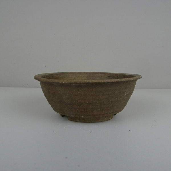 中古盆栽鉢 春山 小型 長辺 約 10cm 丸鉢 外縁 泥鉢  中古鉢 s1212044851