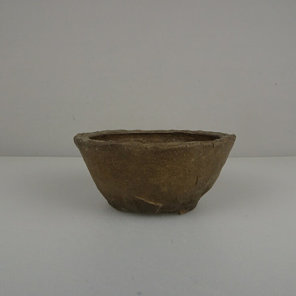 中古盆栽鉢 春山 小鉢 長辺 約 8.8cm 丸鉢 泥鉢  中古鉢 v1212036783