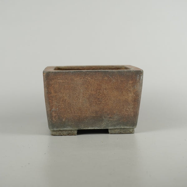 中古盆栽鉢 落款なし 小型 長辺 約 13.8cm 正方鉢 泥物  中古鉢 k1212032444